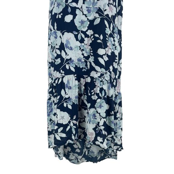 J. Jill Floral Printed Gauze Ruffle Hem Midi Dress Navy Blue Size XSP - Picture 6 of 10